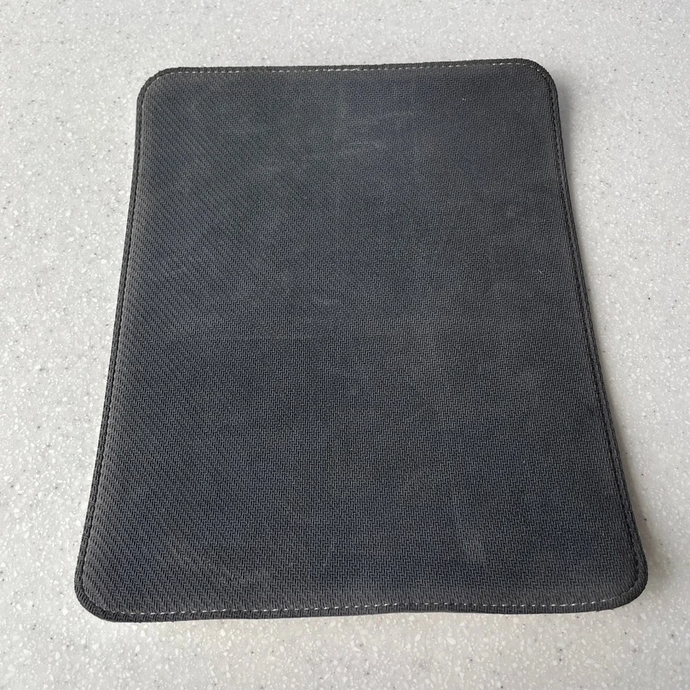 White Leather Mousepad Minimalist Stitched Rectangular Desk Accessory